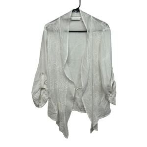 Cottagecore Embroidered Open Front Cardigan‎ Tantrums White Cotton XL